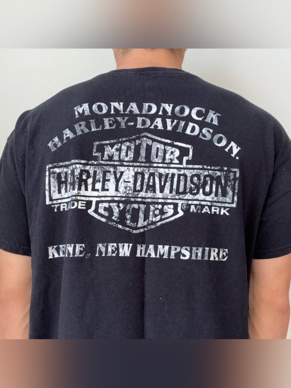 Vintage Harley Davidson Monadnock Graphics Black Tee Shirt 2000s